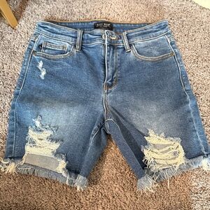 Judy Blue Ripped Jean Shorts - Classic Blue